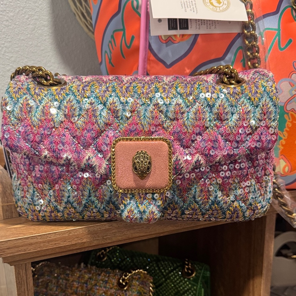 Kurt Geiger Pink Multicolor Sequined Shoulder Bag